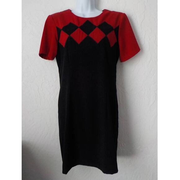 Scarlett Black Red Soft Velour Sheath Dress Women 7/8 Zip Up Retro Goth - Picture 1 of 7